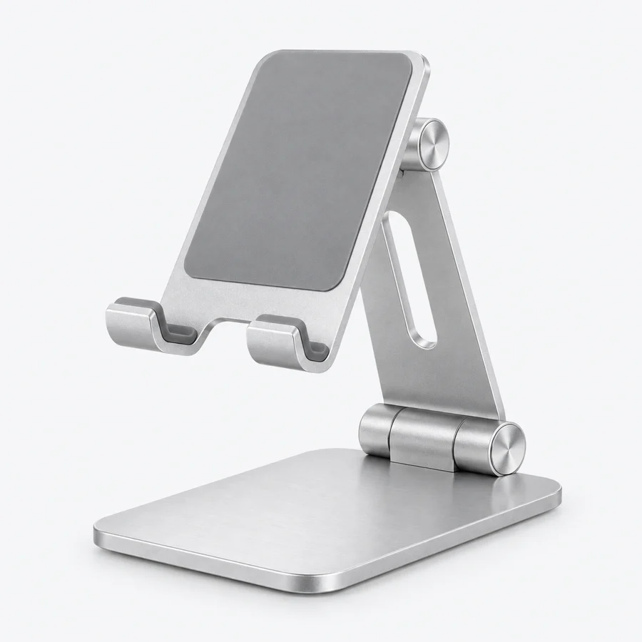 Silver adjustable mobile desk stand